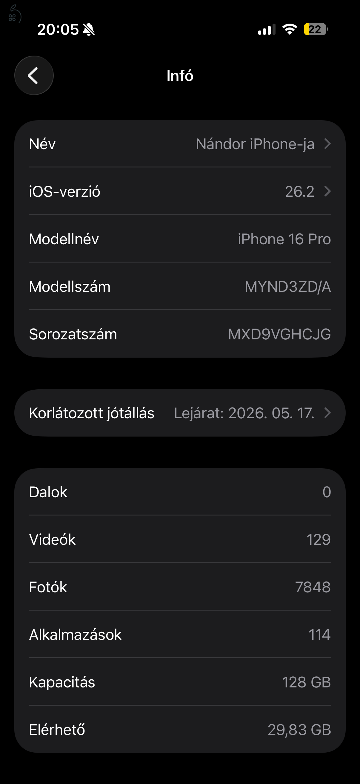 Apple iPhone 16 Pro Black 128GB, 99% akku, garanciális, karcmentes
