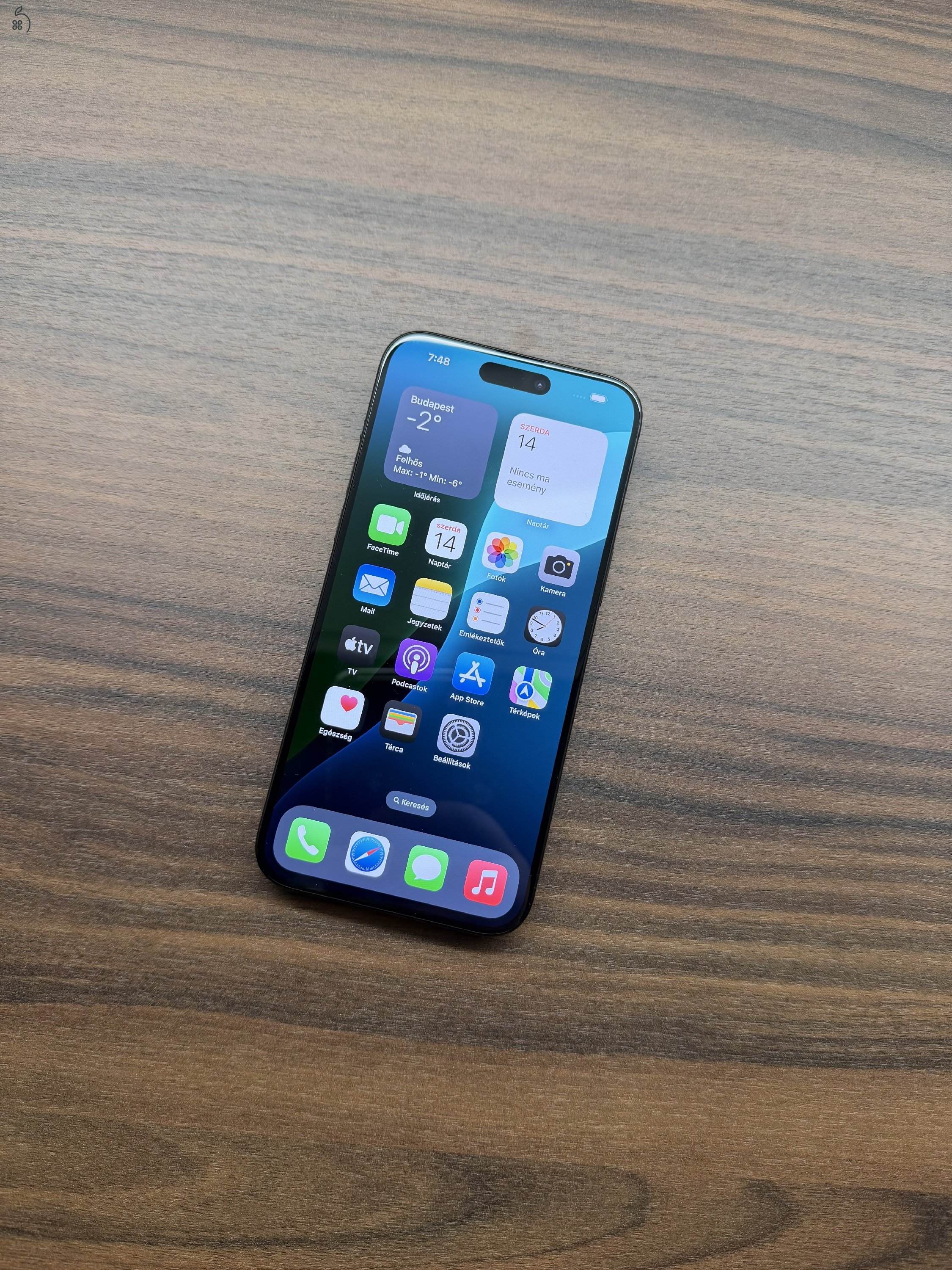 Eladó Apple iPhone 15 pro max 256GB, Fekete titán, Kártya független, Garanciális 2027.04.02.!