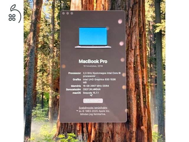 MacBook Pro 16” – I9 – 16GB RAM – 1TB SSD – MAGYAR billentyűzet