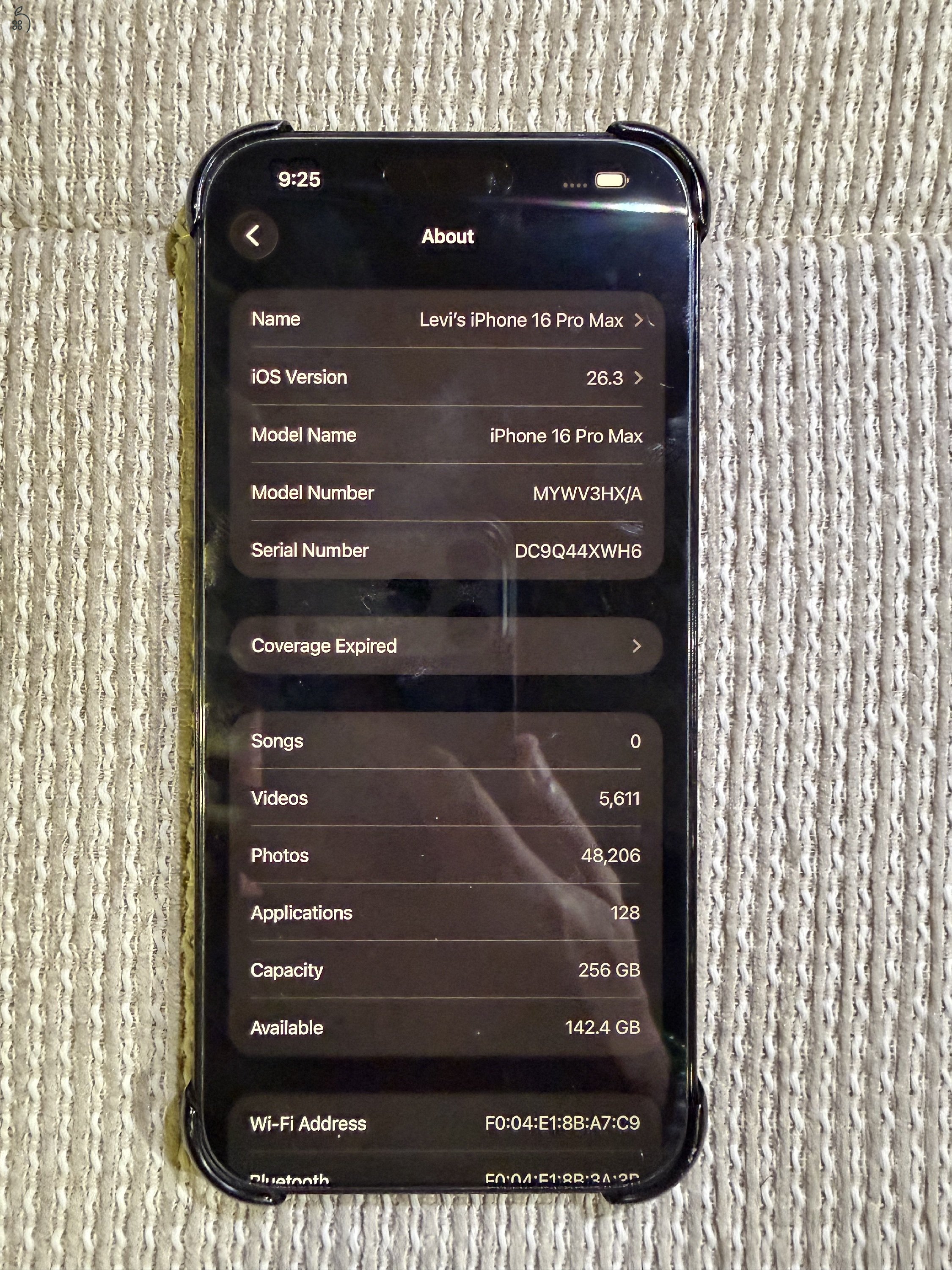 Eladó iPhone 16 Pro Max – 256 GB – Asztroszürke – Újszerű állapot