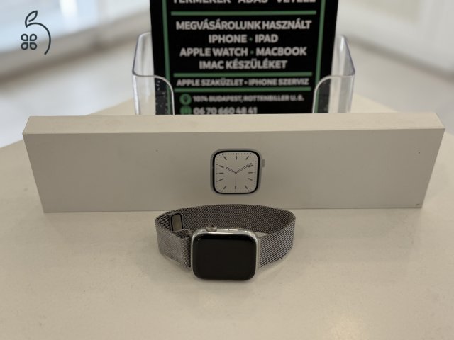 Apple Watch 7 45mm Cellular Újszerű/Stainless Steel/1 hónap gar/Akku 100%/p4687