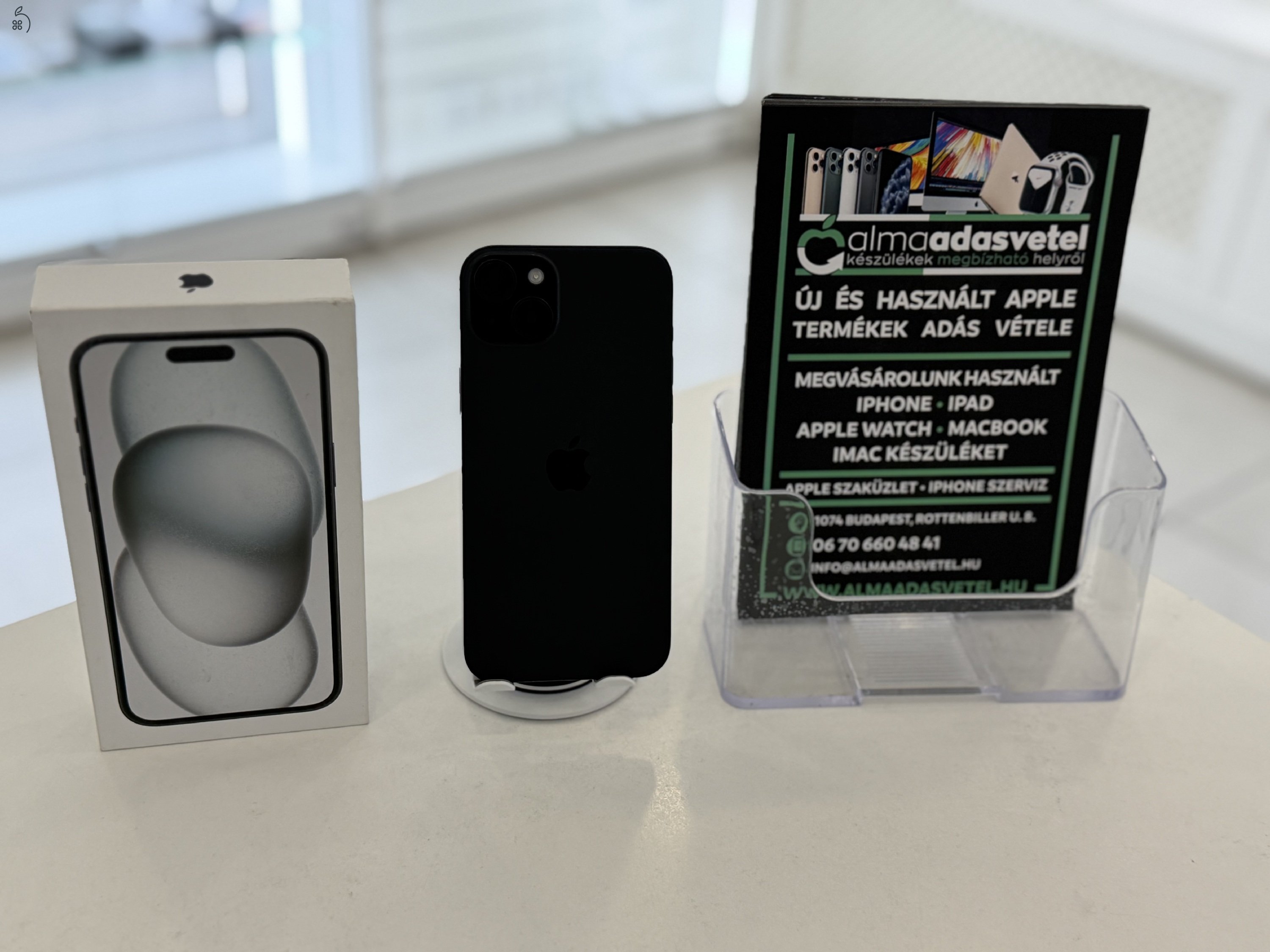 iPhone 15 Plus 128GB Független Újszerű/1-3 hónap gar./Akku 84%/p4688