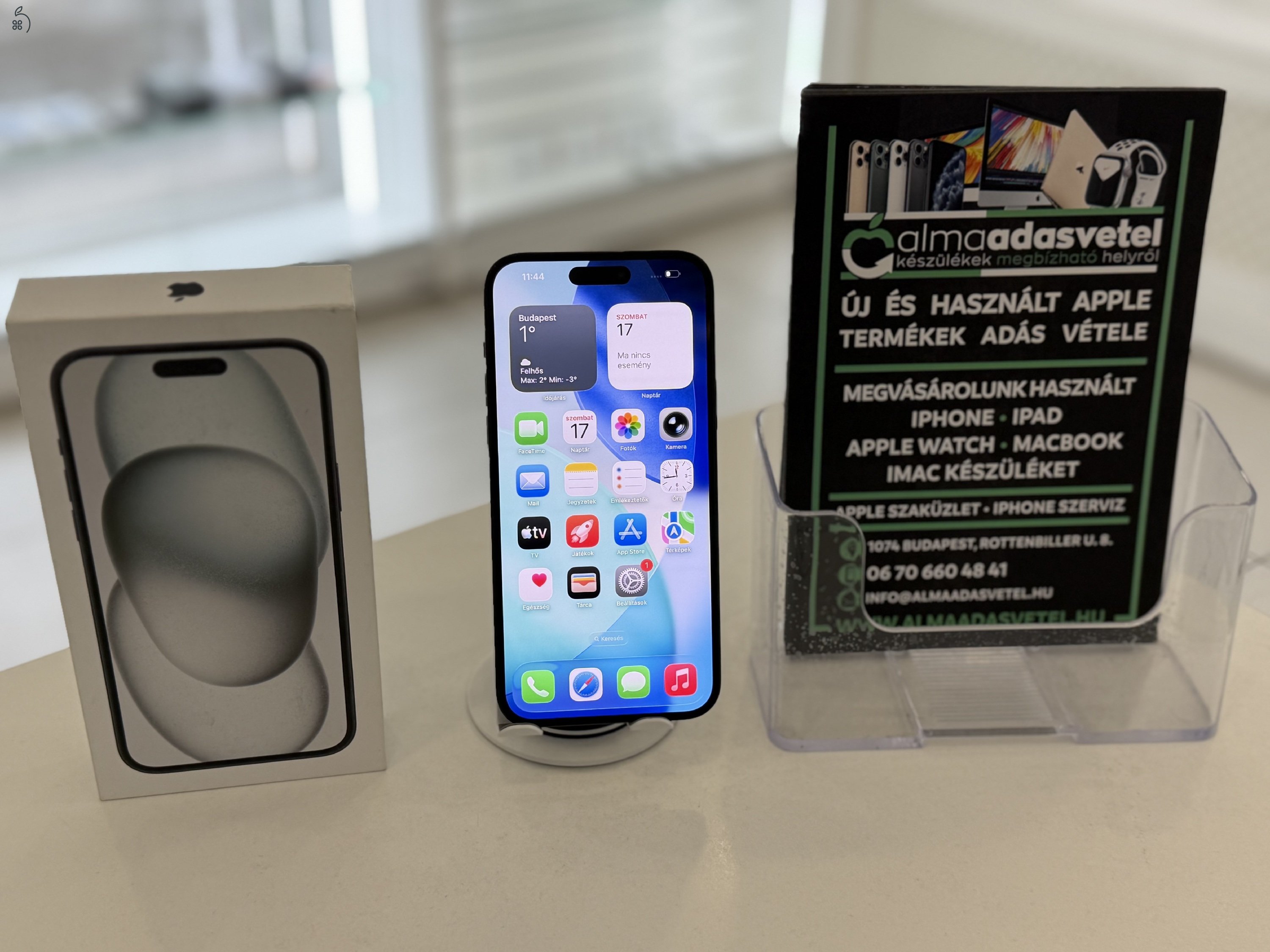 iPhone 15 Plus 128GB Független Újszerű/1-3 hónap gar./Akku 84%/p4688