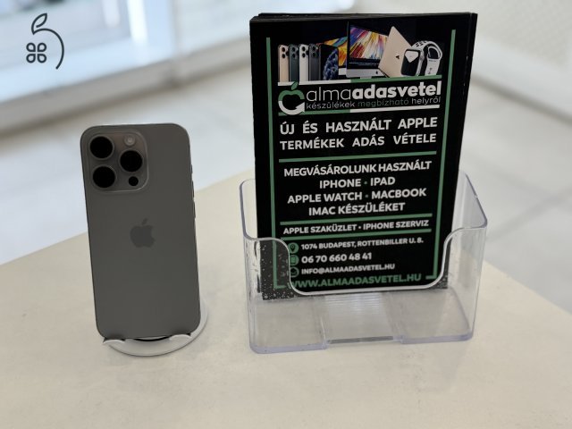 iPhone 15 Pro 128GB Független Újszerű/1-3 hónap gar./Akku 88%/p4689