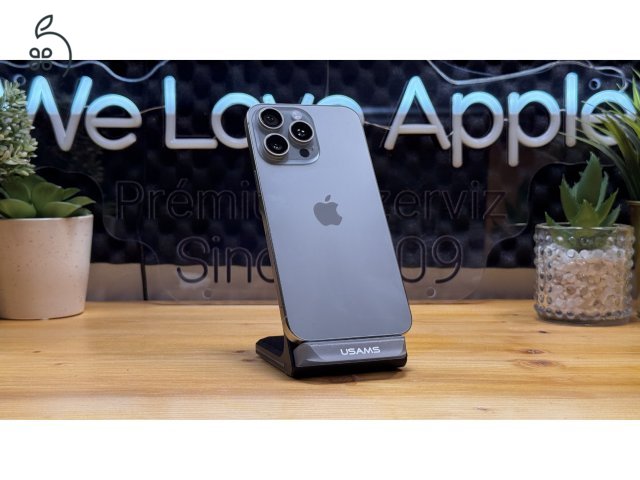 iPhone 15 Pro Max, 512GB, Natúr Titán, Független - 1ÉV Garancia, Számla