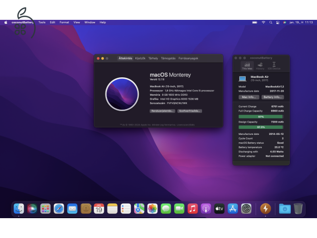 2017 MacBook Air 13 / i5 / 8GB / 128GB SSD / Új Aksival Eladó !