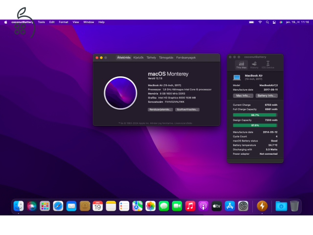2017 MacBook Air 13 / i5 / 8GB / 128GB SSD / Magyar / Új Aksival Eladó ! ! !