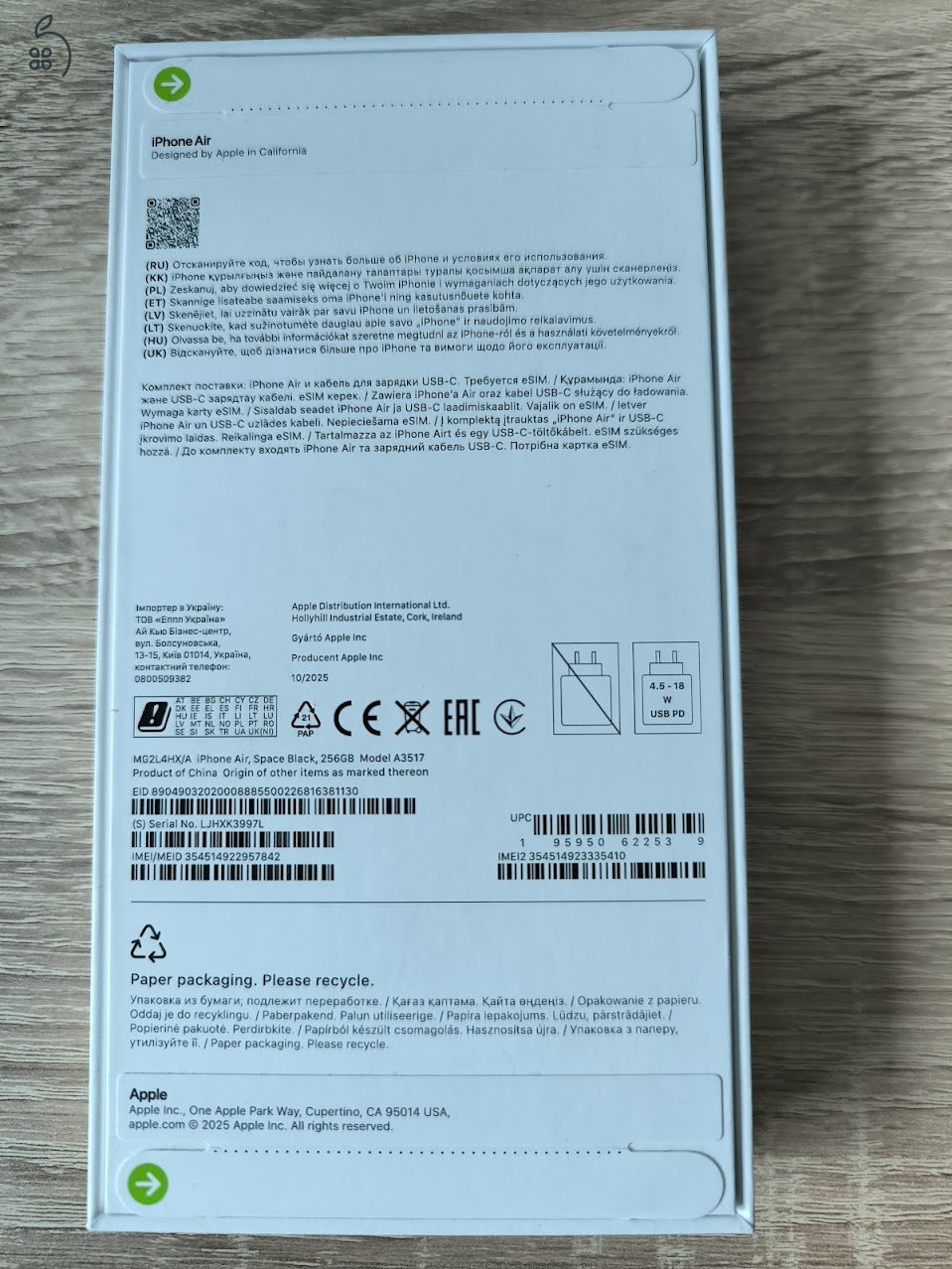 Eladó új, bontatlan, független iPhone Air 256GB fekete