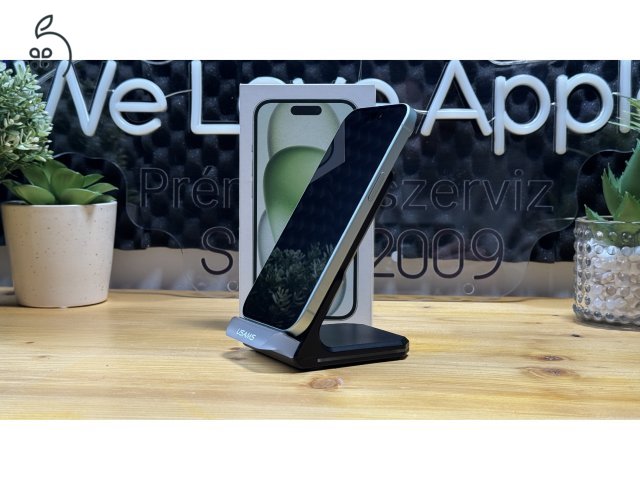  iPhone 15 128GB Zöld, Független - Garancia, Számla 