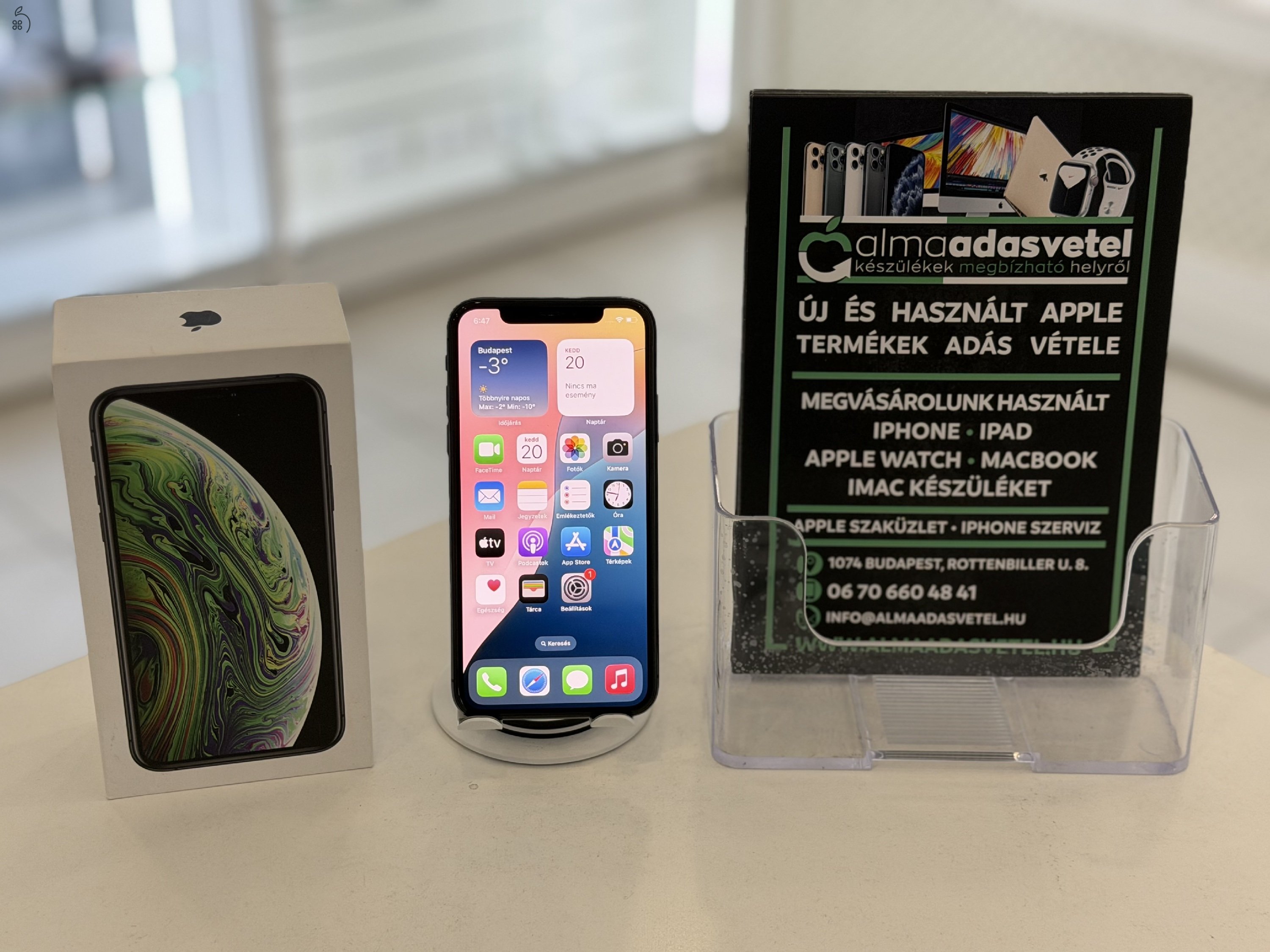iPhone XS 64GB Független/1 hónap gar./Akku 100%/Azonosító:p0