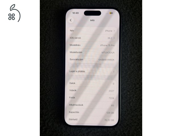 Eladó iPhone 15 Pro – 128 GB – Hibátlan állapot – Kártyafüggetlen