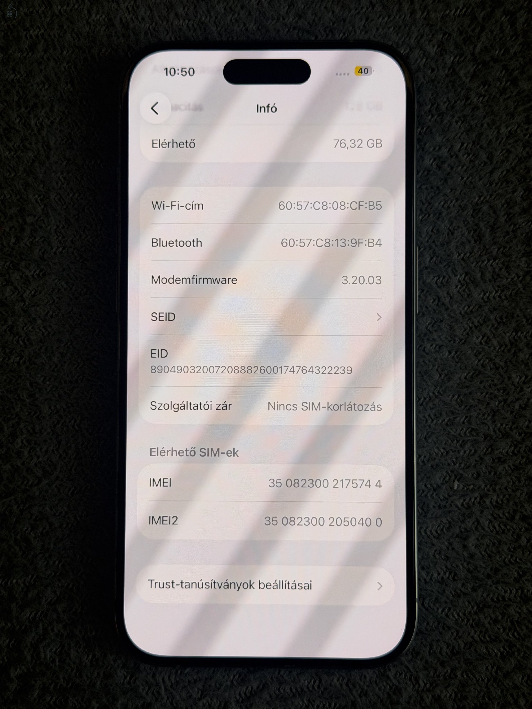 Eladó iPhone 15 Pro – 128 GB – Hibátlan állapot – Kártyafüggetlen