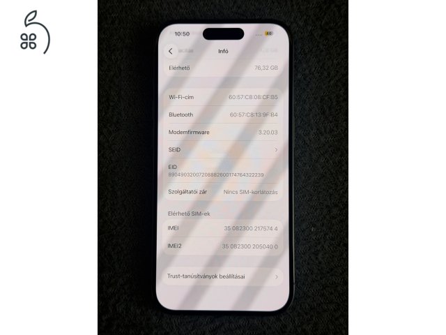 Eladó iPhone 15 Pro – 128 GB – Hibátlan állapot – Kártyafüggetlen