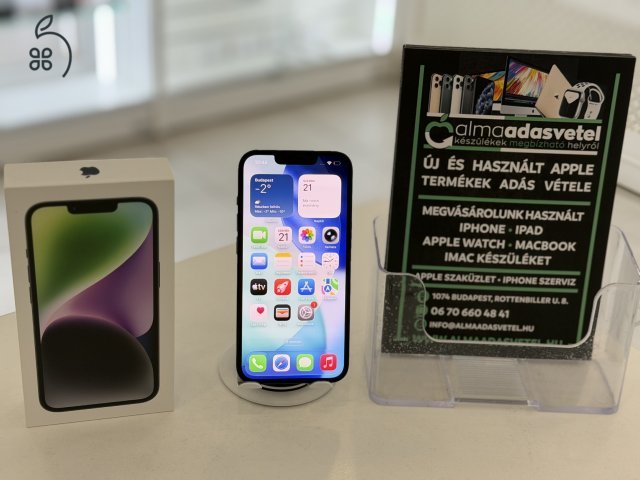 iPhone 14 128GB Független Újszerű/1-3 hónap gar./Akku 88%/p4695