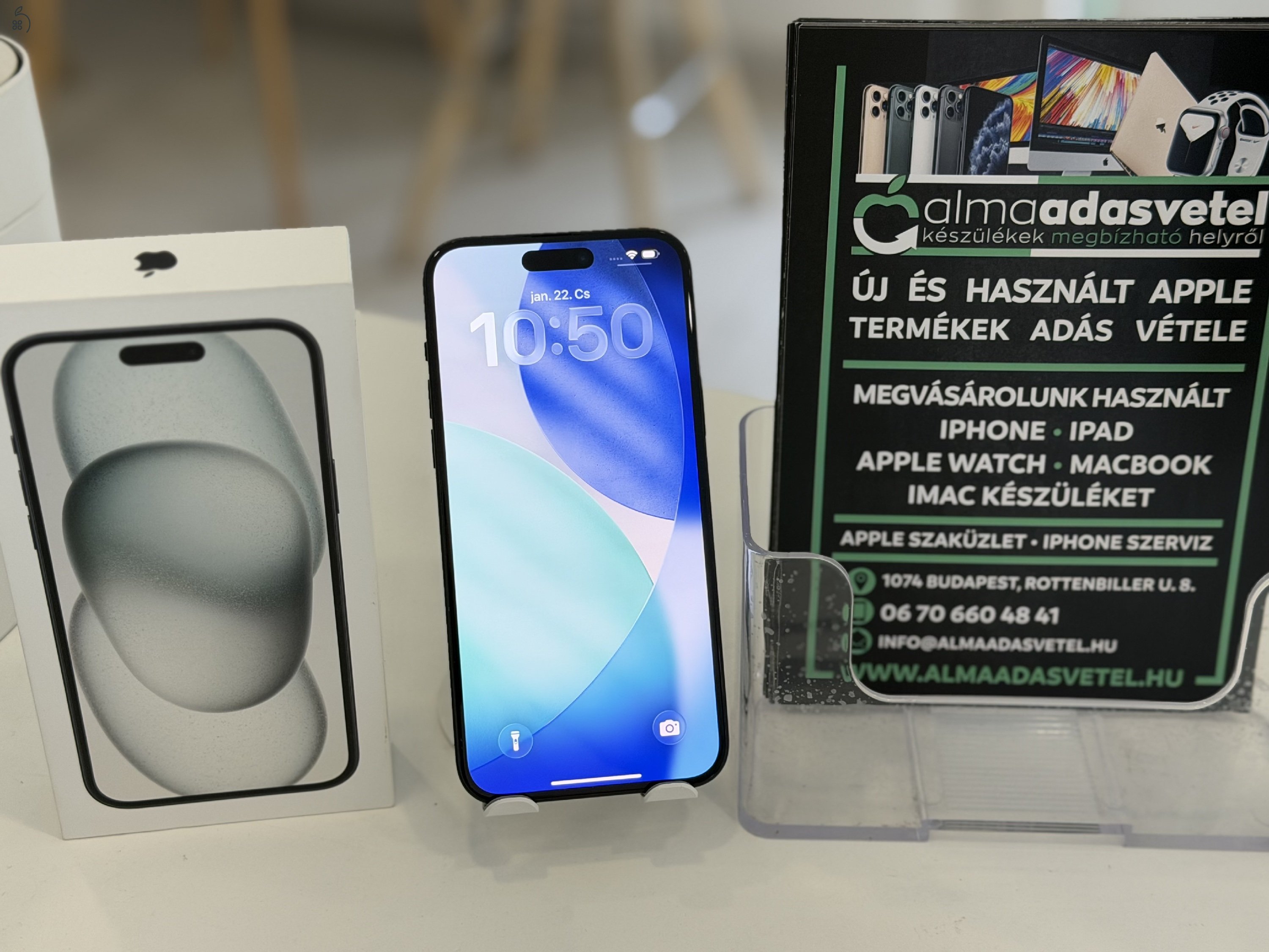 iPhone 15 Plus 256GB Független Újszerű/1-3 hónap gar./Akku 86%/p4697