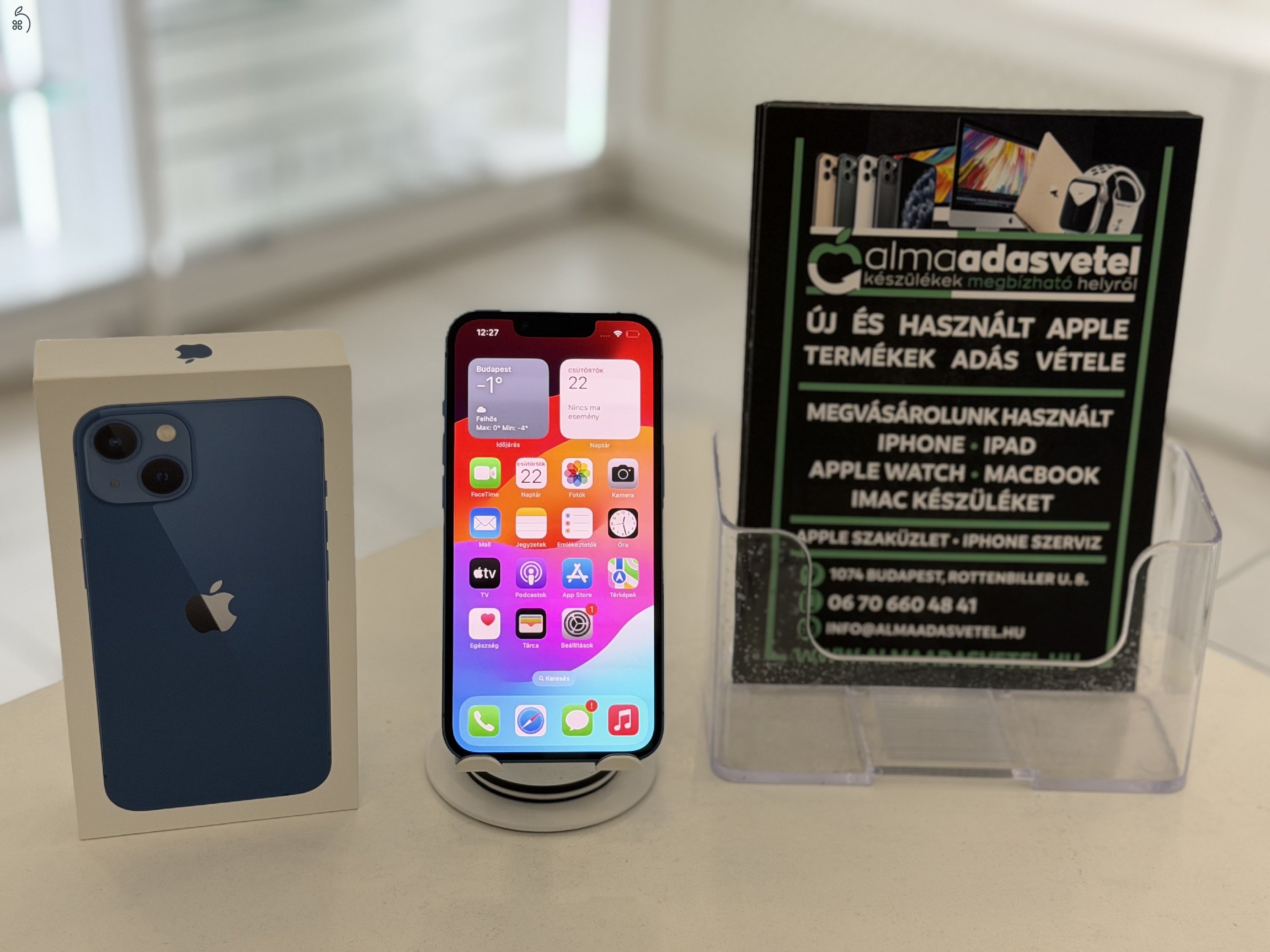 iPhone 13 128GB Független Újszerű/1-3 hónap gar./Akku 87%/p4698