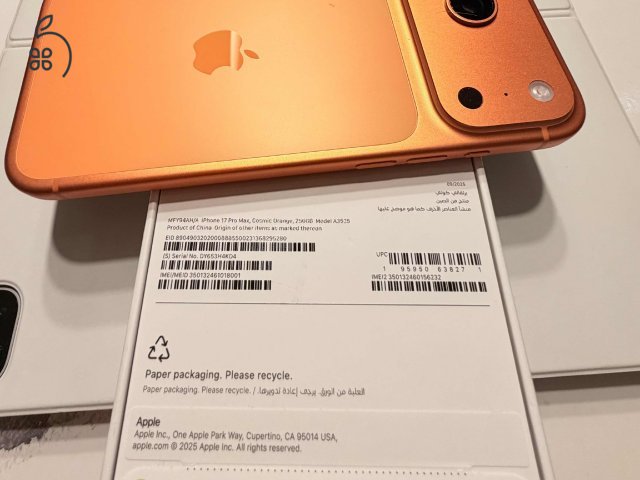 iPhone 17 ProMax 256 cosmic orange, garanciális, független, nagy akkus + ajándék