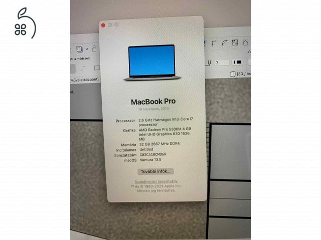 Apple Retina Macbook Pro 16 Touchbar - 2019 2020-as gyártás 