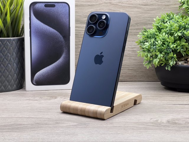 Hibátlan iPhone 15 Pro Blue Titanium 256GB 2 ÉV Garanciával Számlával 91% Akku
