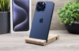 Hibátlan iPhone 15 Pro Blue Titanium 256GB 2 ÉV Garanciával Számlával 91% Akku