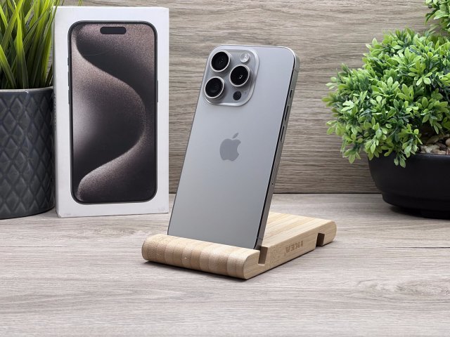 Hibátlan iPhone 15 Pro Natural Titanium 128GB 2 ÉV Garanciával Számlával 92% Akku