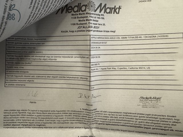 Garanciális 2027.04 Apple Watch Ultra 2