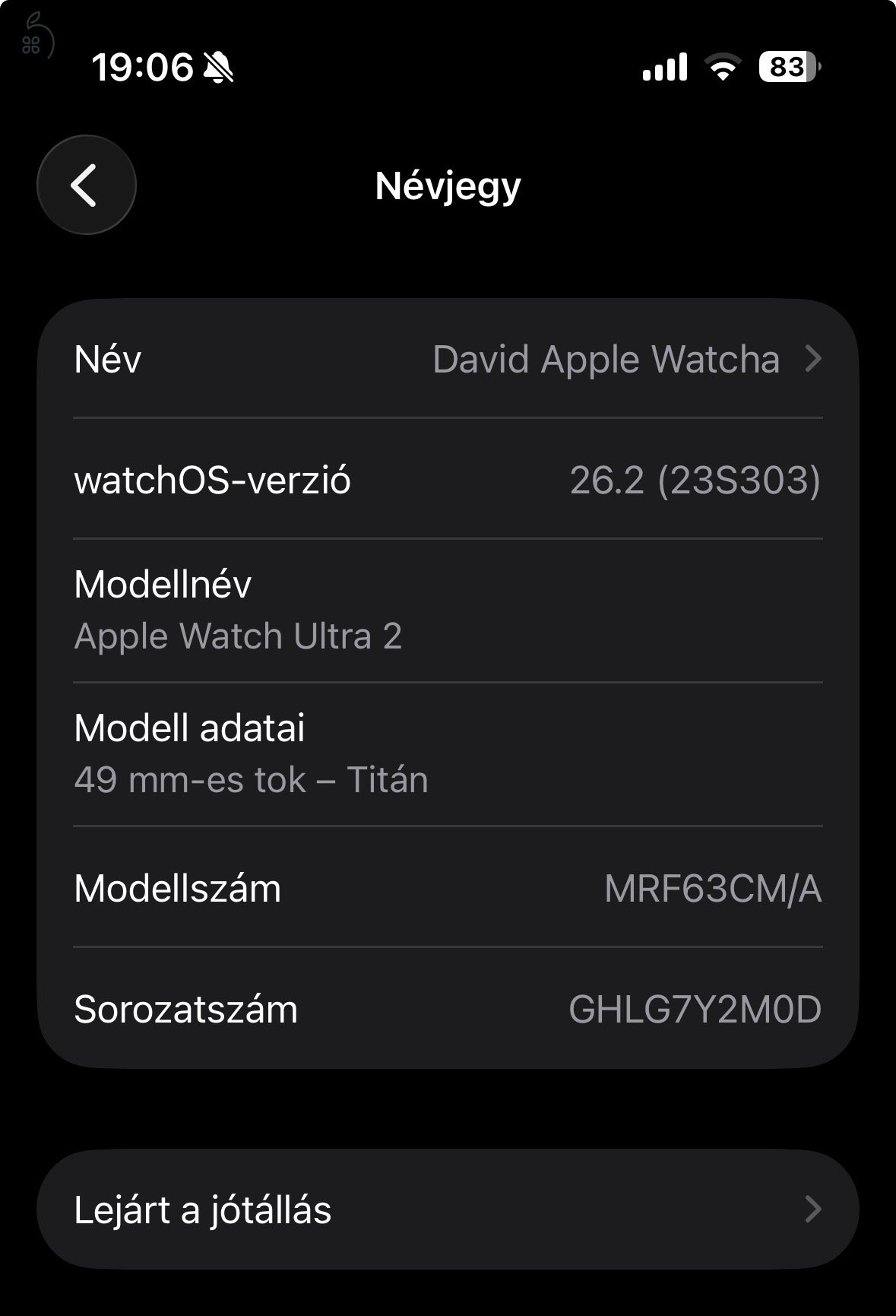 Garanciális 2027.04 Apple Watch Ultra 2