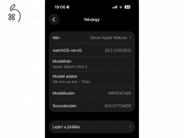 Garanciális 2027.04 Apple Watch Ultra 2