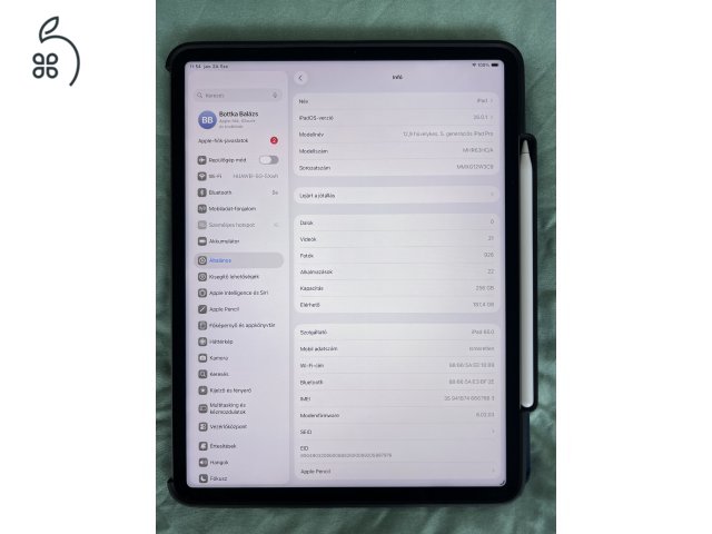 iPad Pro 5. gen 256 gb 12.9 tokkal pennel papír fóliával