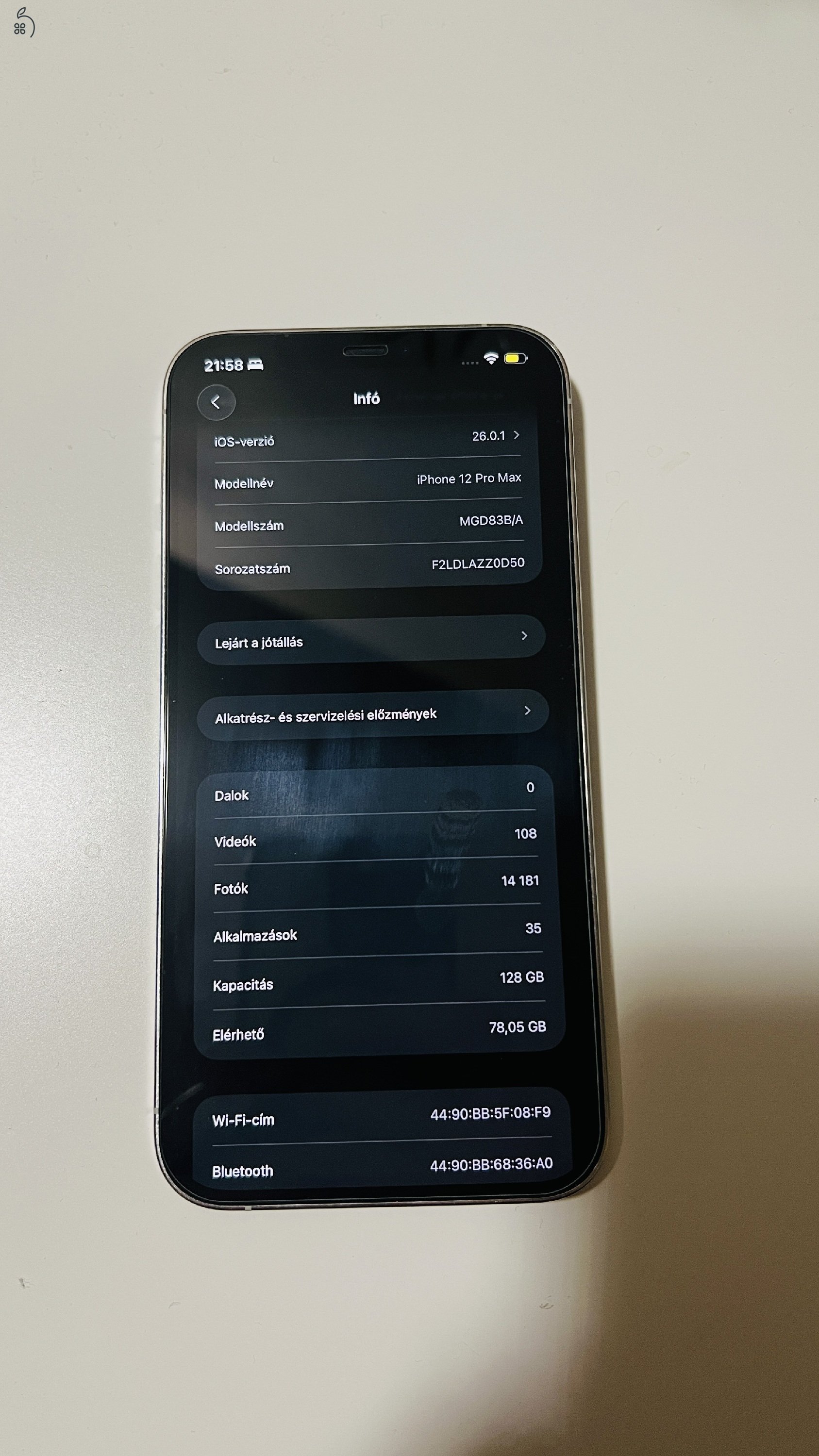 Eladó iPhone 12 Pro Max – 128GB – Kártyafüggetlen – Ezüst