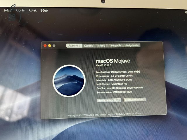 Eladó MacBook Air 2015 i7 2.2GHz/8gb/256GB