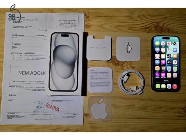 iPhone 15 128GB, fekete, garanciális