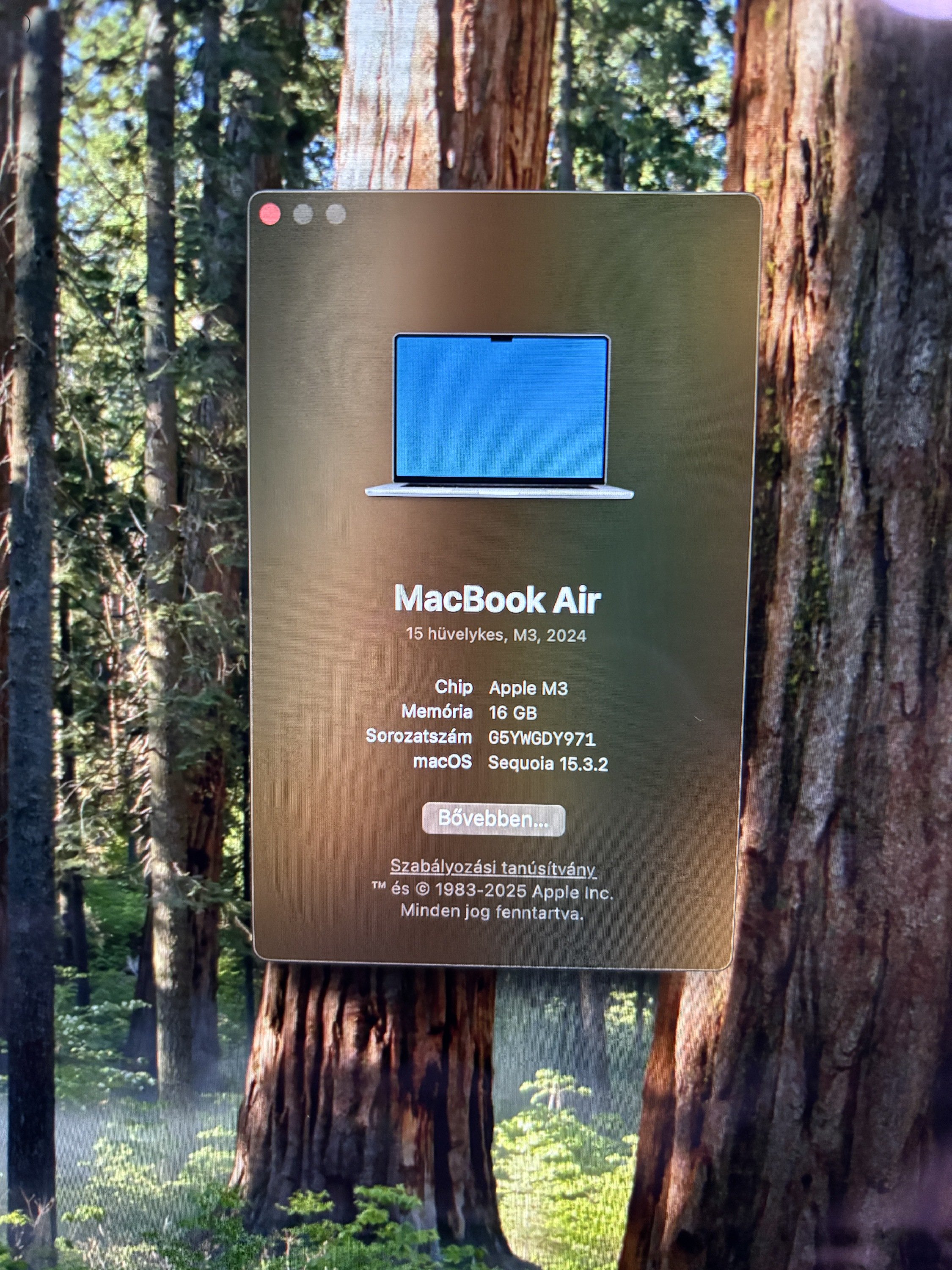 MacBook Air 15″ M3 (2024) – 16GB RAM – Újszerű állapot