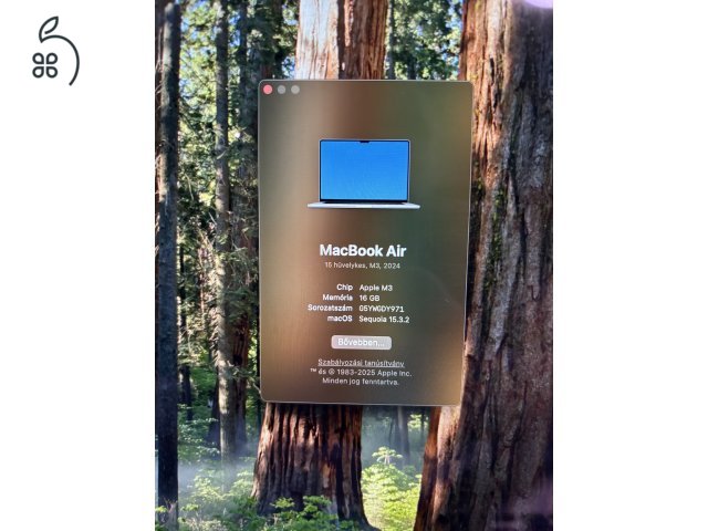MacBook Air 15″ M3 (2024) – 16GB RAM – Újszerű állapot