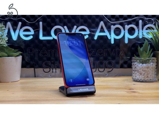  iPhone 14, 128GB, Piros, Független - 1ÉV Garancia, Számla 