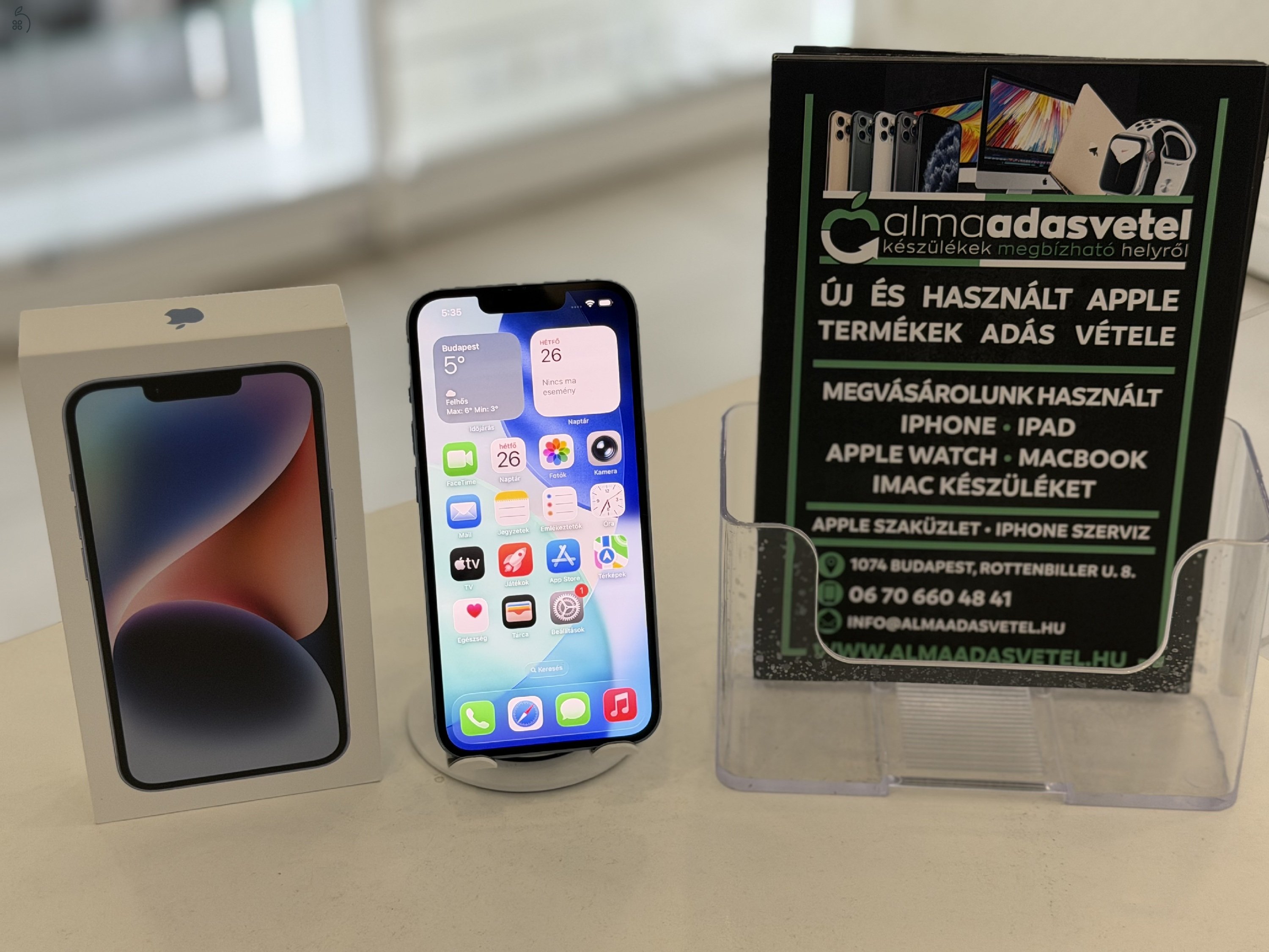 iPhone 14 128GB Független Újszerű/1 hónap gar./Akku 83%p4703