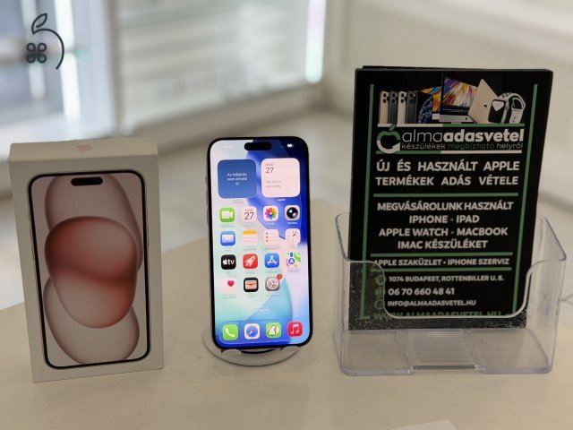 iPhone 15 Plus 128GB Független Újszerű/1-3 hónap gar./Akku 86%/p4704