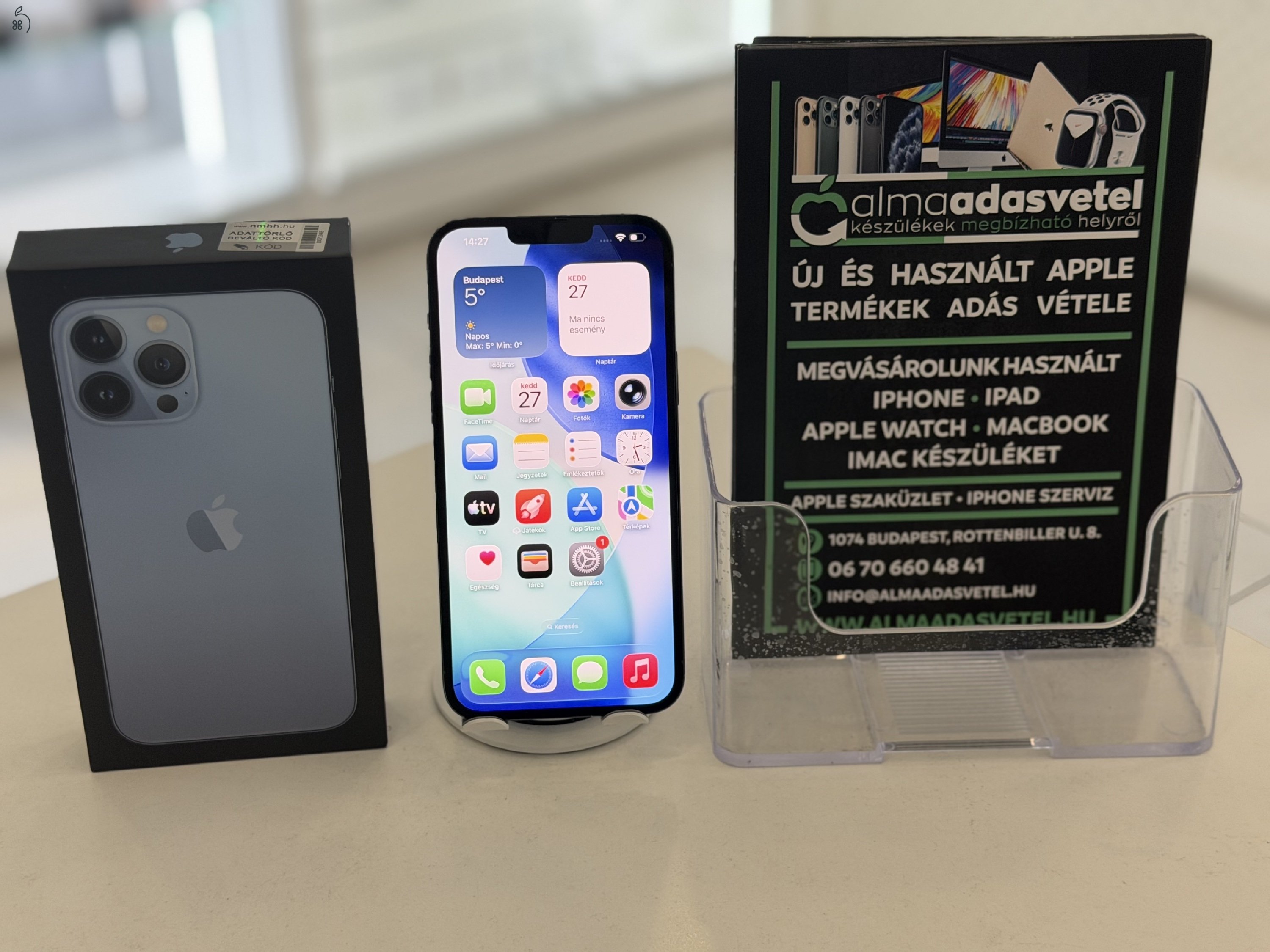 iPhone 13 Pro Max 128GB Független Megkímélt/1-3 hónap gar./Akku 100%/p4704