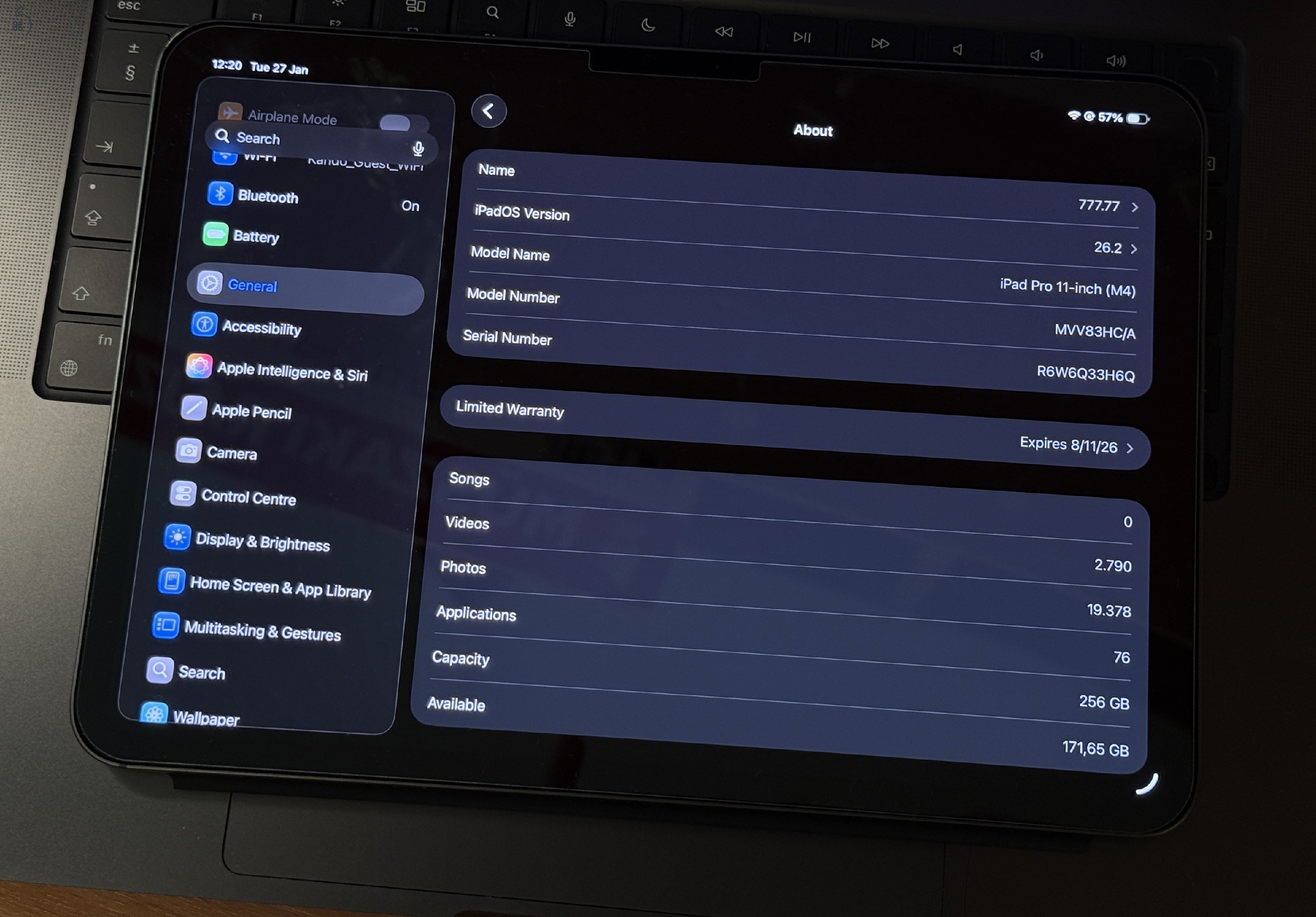Garancialis Ipad Pro M4 256GB Wifi 100% akku
