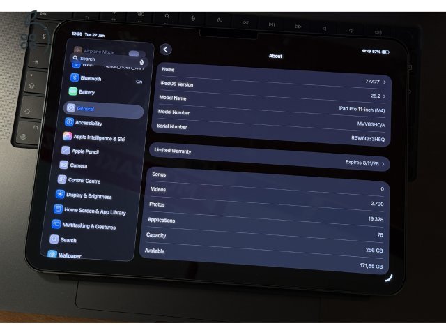 Garancialis Ipad Pro M4 256GB Wifi 100% akku