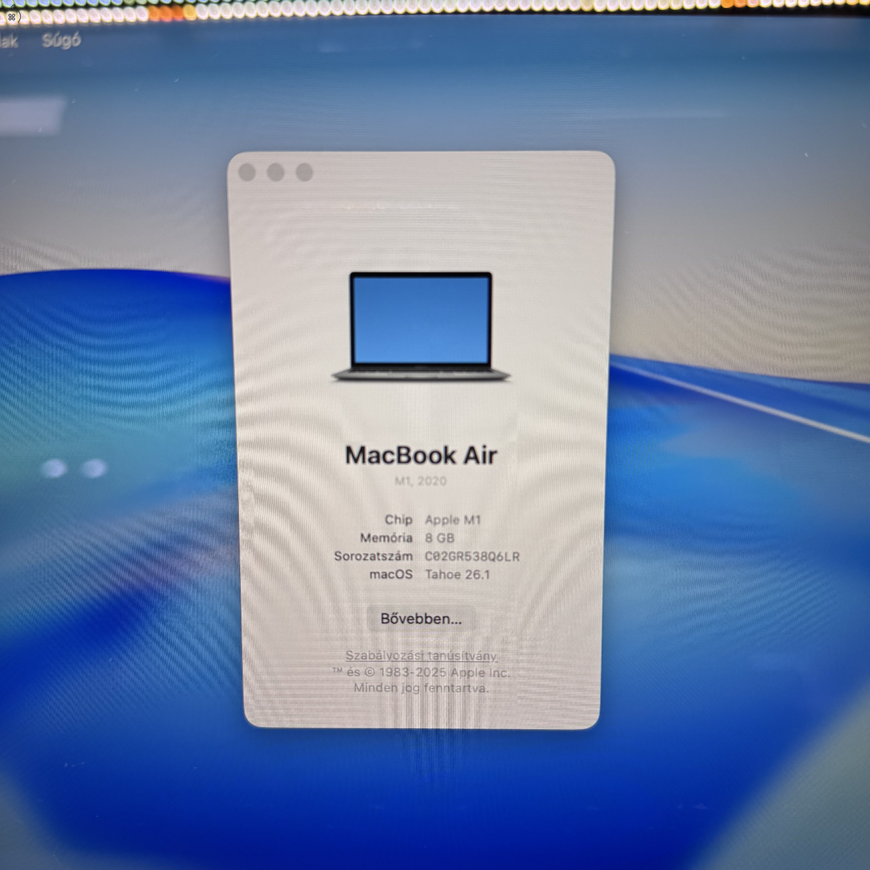 Újszerű Apple MacBook Air 13” Retina (2020) M1 Chip 256GB SSD - Spacegray - MAGYAR