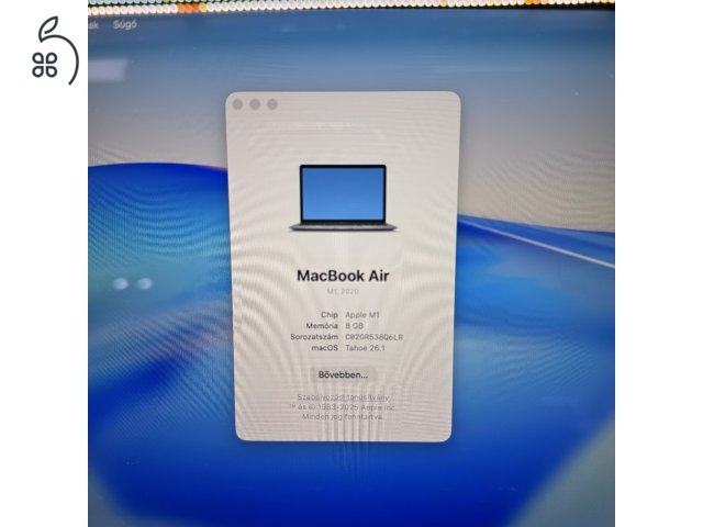 Újszerű Apple MacBook Air 13” Retina (2020) M1 Chip 256GB SSD - Spacegray - MAGYAR