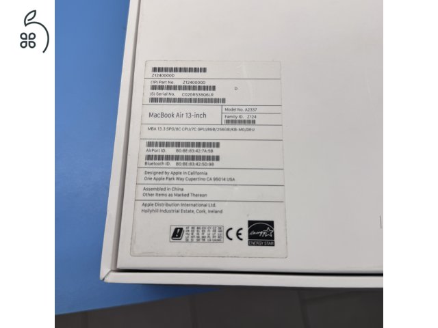 Újszerű Apple MacBook Air 13” Retina (2020) M1 Chip 256GB SSD - Spacegray - MAGYAR