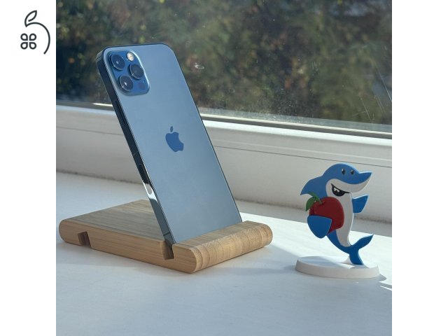 GYÖNYÖRŰ iPhone 12 Pro 256GB Pacific Blue-1 ÉV GARANCIA -Kártyafüggetlen, MS4339, 100% Akksi