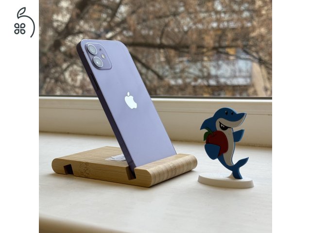 GYÖNYÖRŰ iPhone 12 64GB Purple-1 ÉV GARANCIA -Kártyafüggetlen, MS4321, 100% Akksi