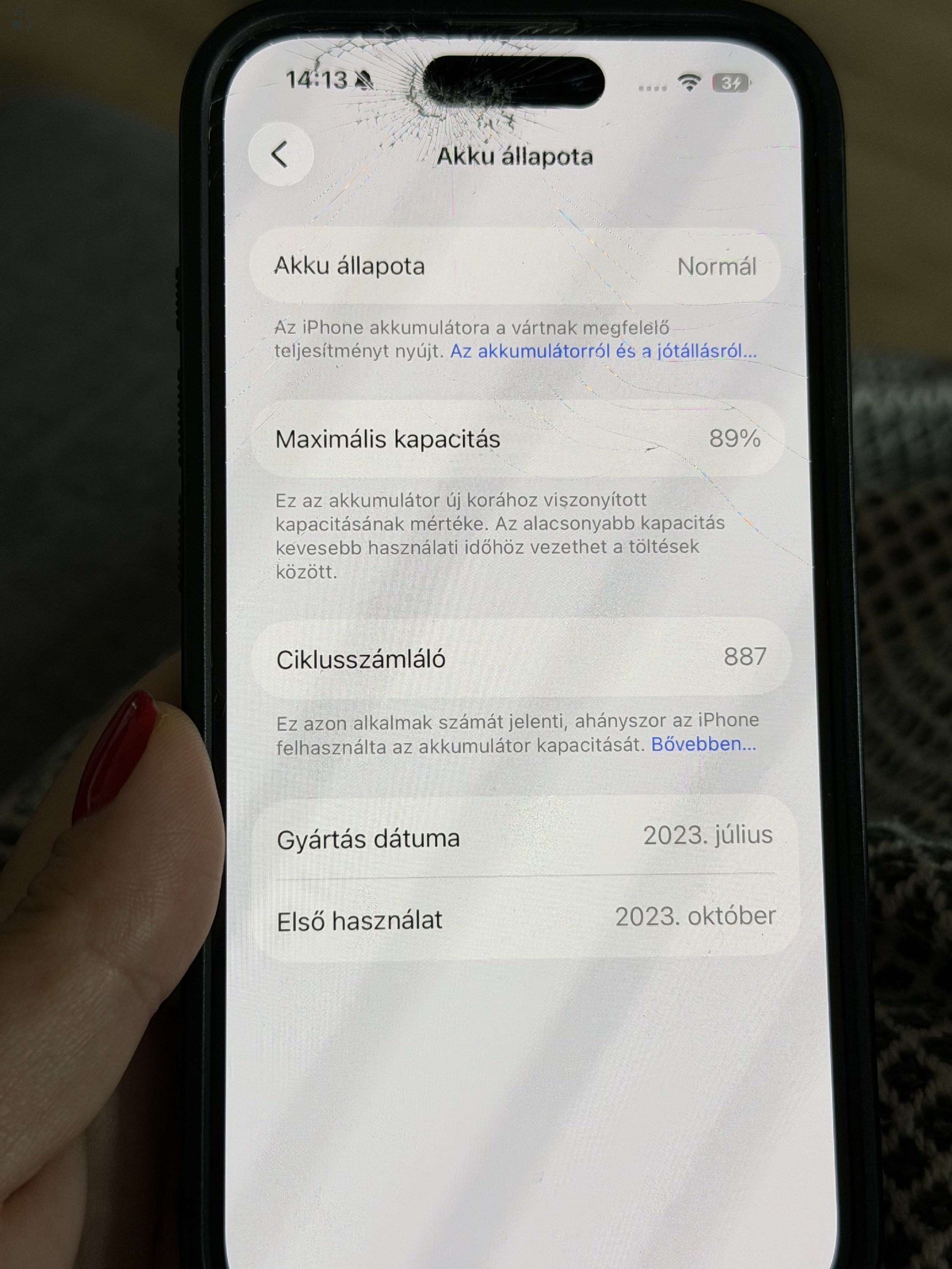 Használt, enyhén sérült előlap,  512GB