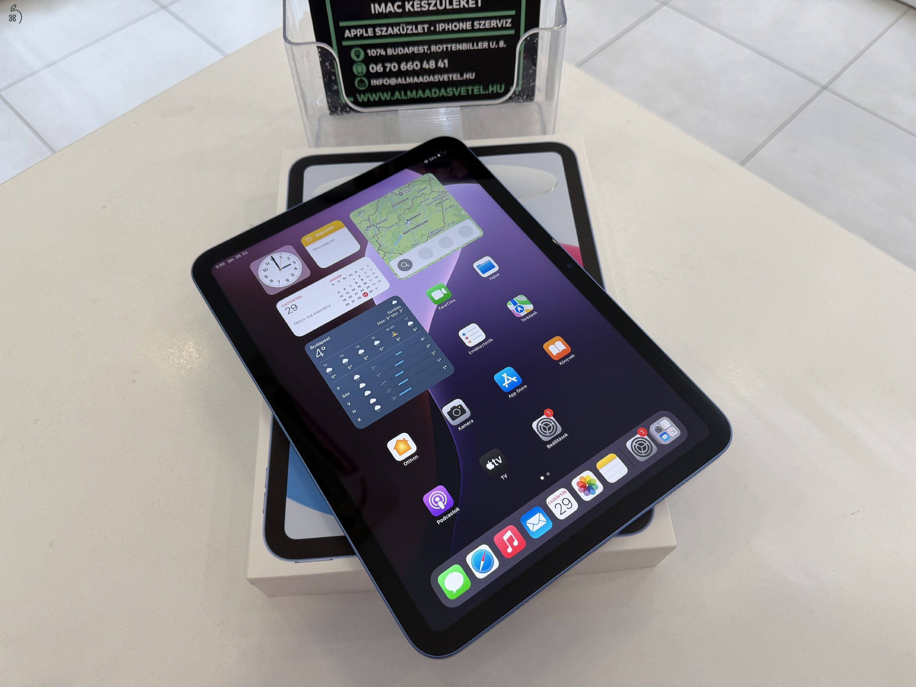 iPad 10th. 64GB Wifi Kék Újszerű/2026.05.06.Apple Gar./Akku 93%/p4708