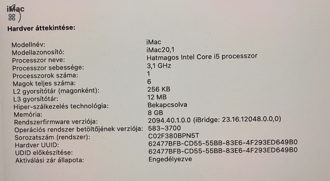 HIbátlan állapotú iMac