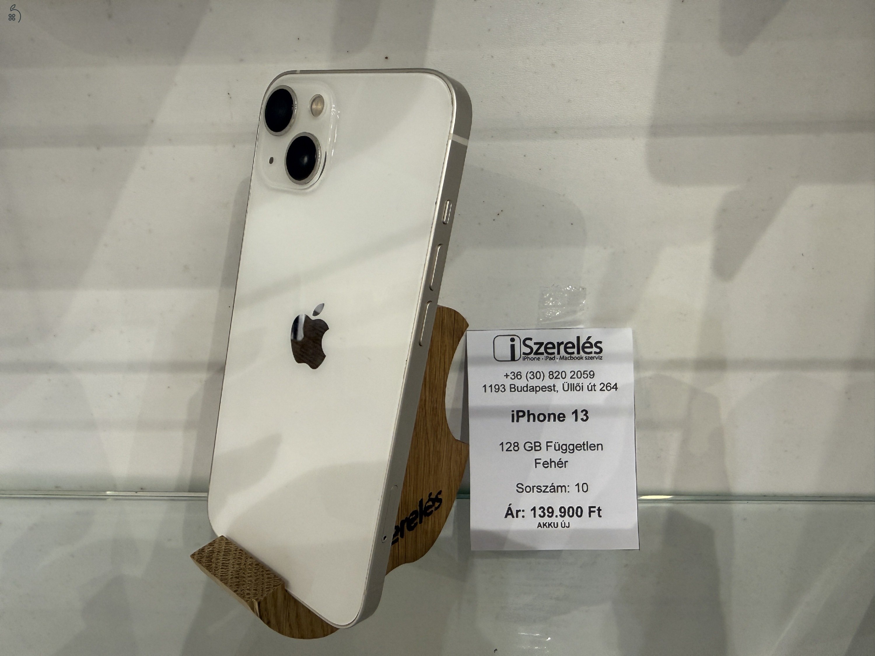 iPhone 13 128GB független fehér ÚJ AKKUVAL (10) iSzerelés.hu