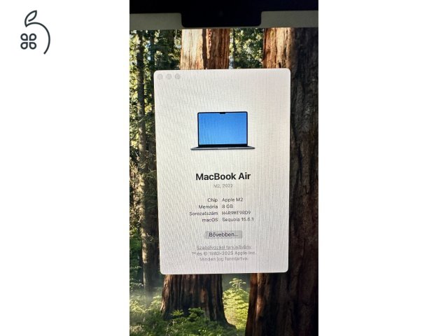 Apple MacBook Air M2 (2022) 13,6 colos karcmentes, doboz+töltő, 90%-os akku